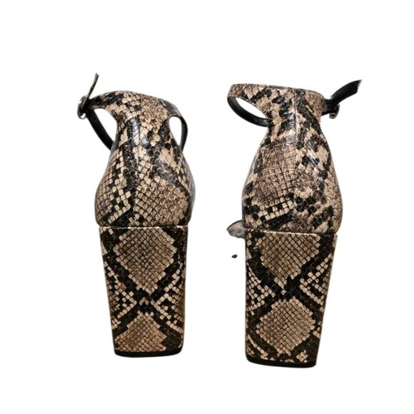 Chelsea & Violet Tara Womens Size 8 Snake Print Ankle Strap Peep Toe Sandals - Picture 4 of 8